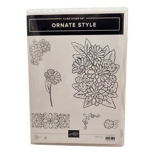 Stampin Up Ornate Style Cling Stamp Set Unmounted Flower Floral Daisy